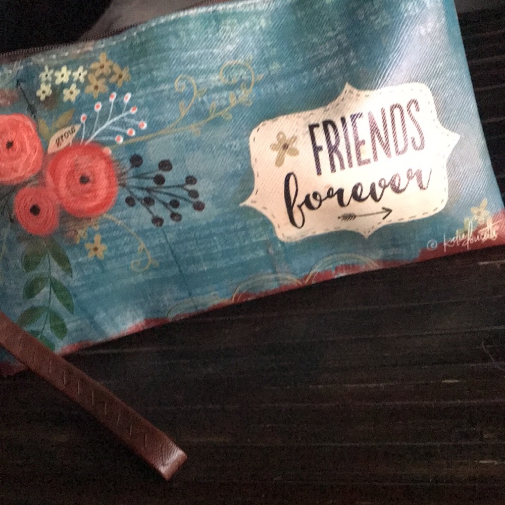 🚨B2G1 KATIE DOUCETTE Friend Forever Theme Blue Rose Wristlet